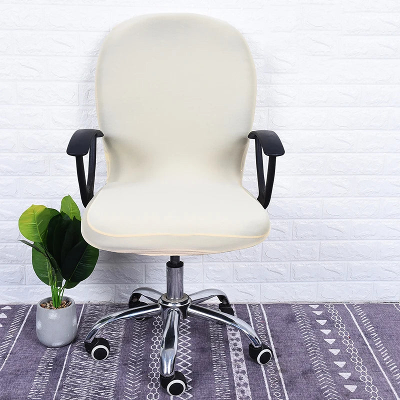 Swivel Chair Cover Solid Color Elastic Chair Protector Computer Office Chair Cover Back Cover Rotating Chair Slipcover Stretch
