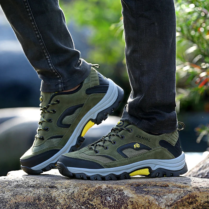 Classic Gray Trekking Sneakers For Men Original Outdoor Breathable Men's Hiking Shoes Fashion Casual Non-slip Walking Shoes Man