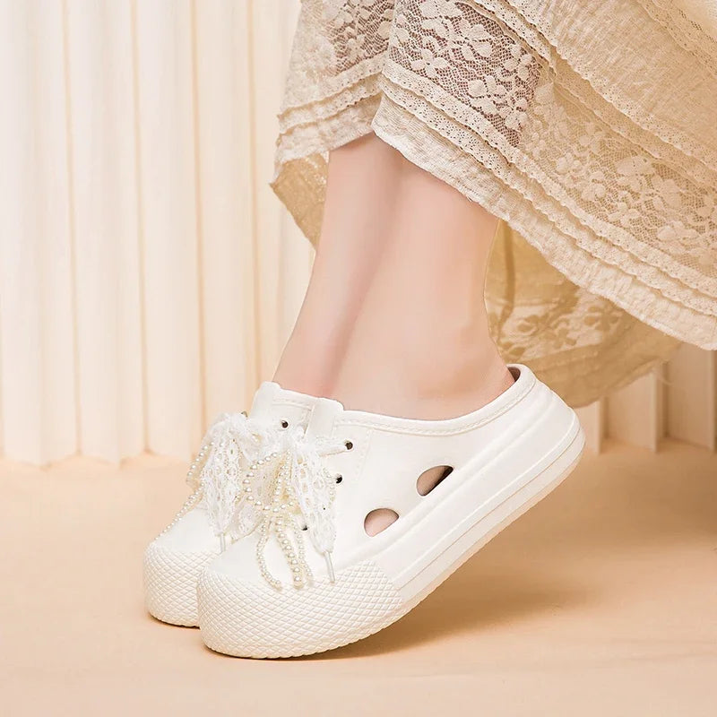 Women's Closed-Toe Slippers Outdoor Breathable Non-Slip Casual  Summer New Lightweight Breathable Comfortable Lazy Slip-On