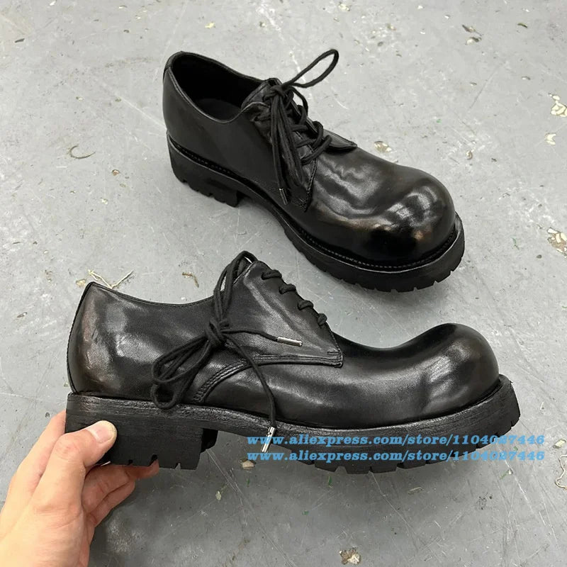 Men's shoes Stylish Black Shoes lace-up Slip On Casual Wear-Resistant Trendy Luxury Handmade Shoe Men's Shoes