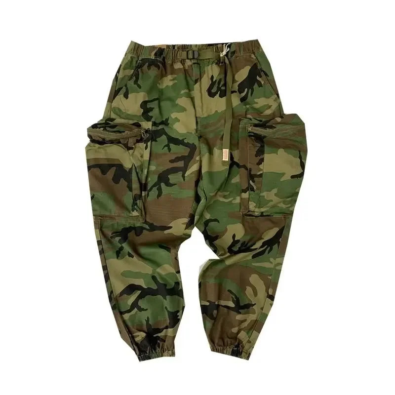 Men Harem Pants Fashion Tactical Camouflage Large Pocket Multifunctional Loose Outdoor Casual Sports Jogging Training Wear