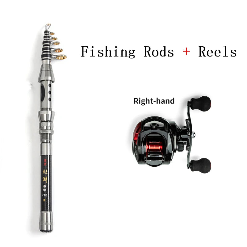 Fishing Rod Combo 1.5-2.4M Telescopic Fishing Rod and Spinning Fishing Reel Fishing Set Carp Carbon Fishing Rod Reel Kit