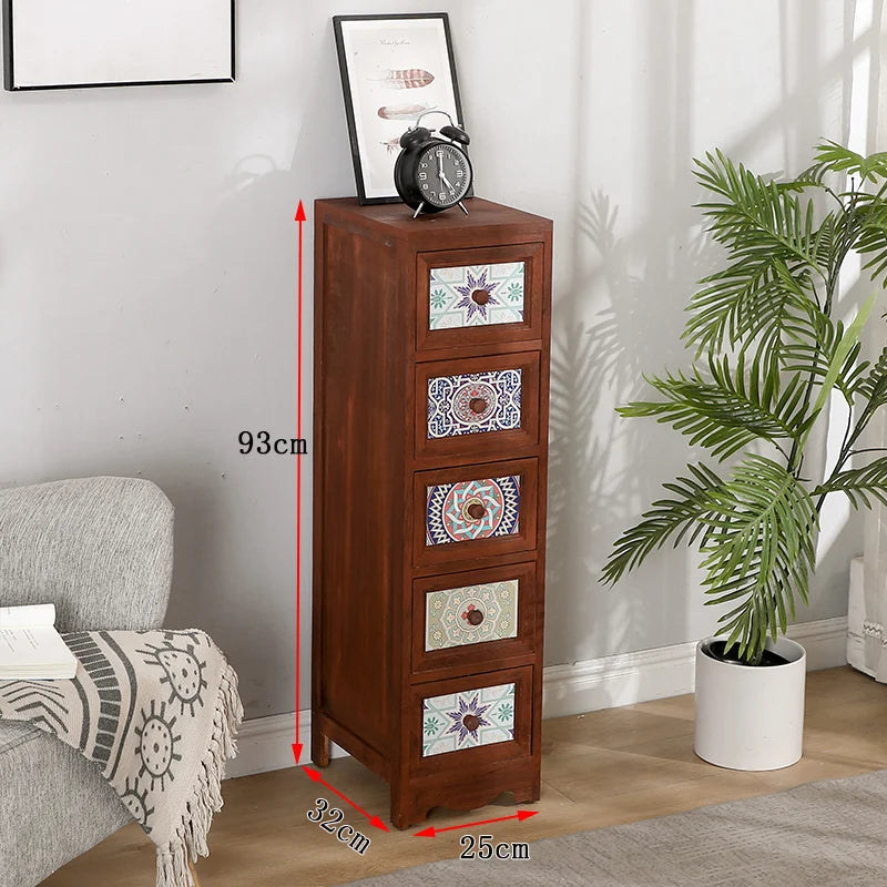 Narrow Storage Cabinet  American Style Solid Wood Storage Rack Large Capacity Multi-layer Storage Organizer Home Furniture