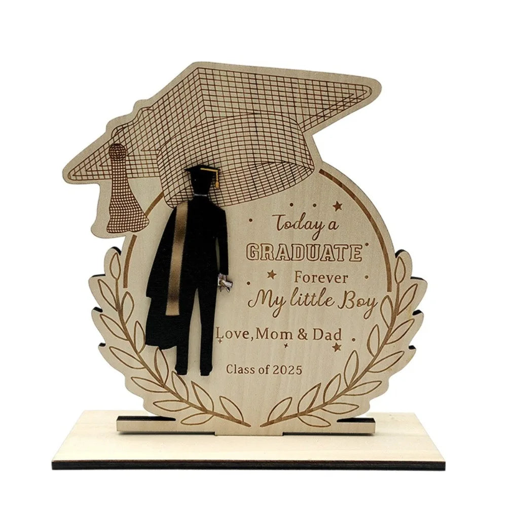Desktop Decor Wooden Graduation Ornament Rustic Durable Home Decoration Ornament Handmade Creative Graduation Gift Festival