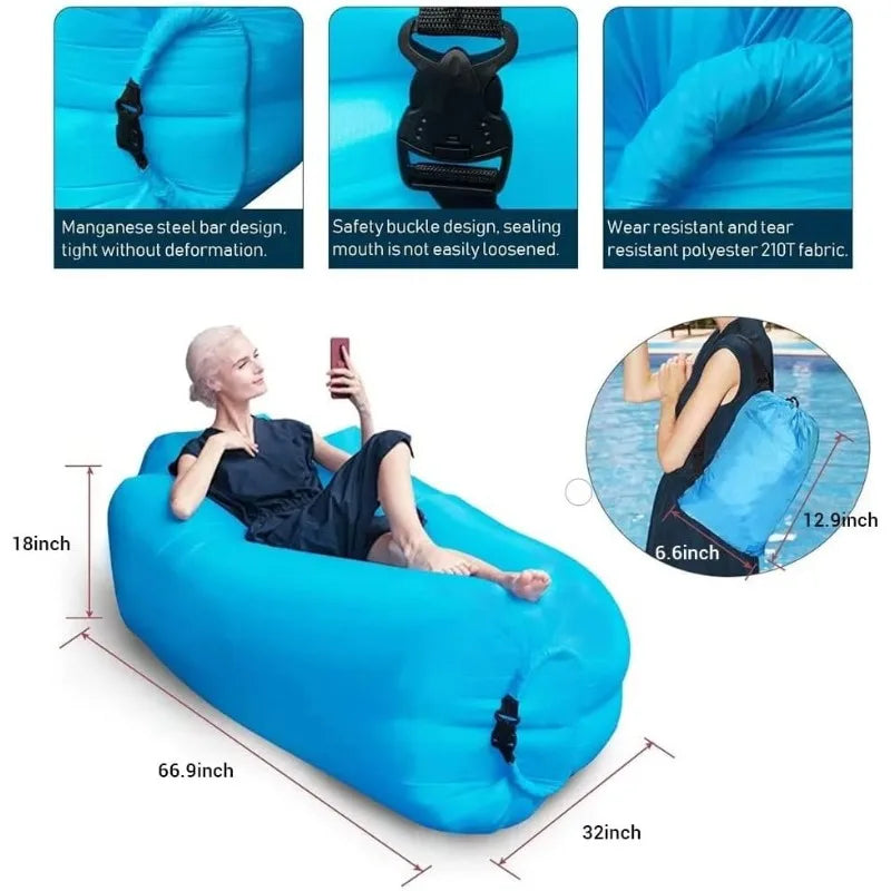 Sofa beach, 200 * 70cm sofa air sofa beach, air sofa, sofa air sofa, and bag, travel, camping, music festival (blue sky)