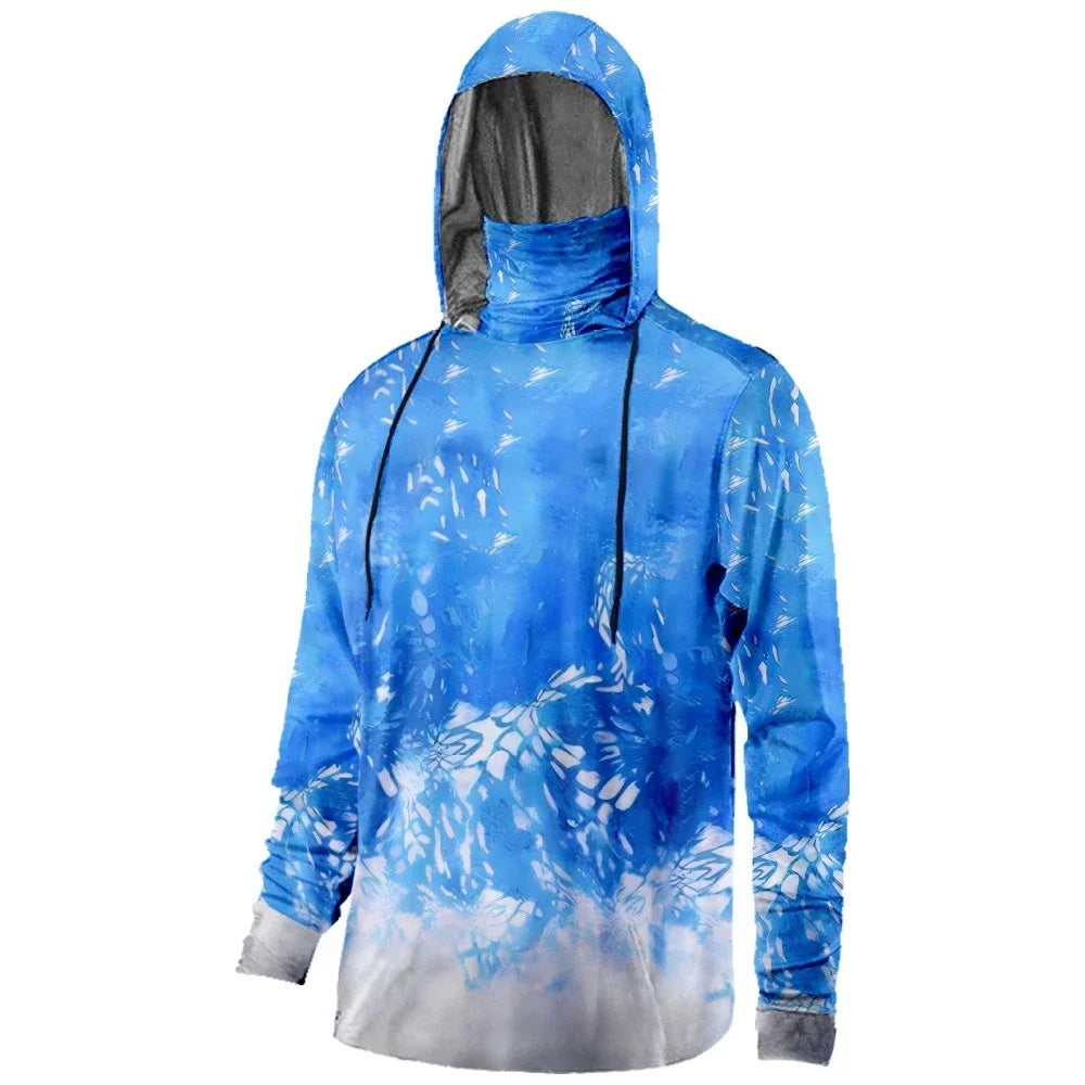 Mens Fishing Clothing Fishing Time Hook Trout Printed Sun Protection Face Mask Hoodies Outdoor Sports Breathable Clothes
