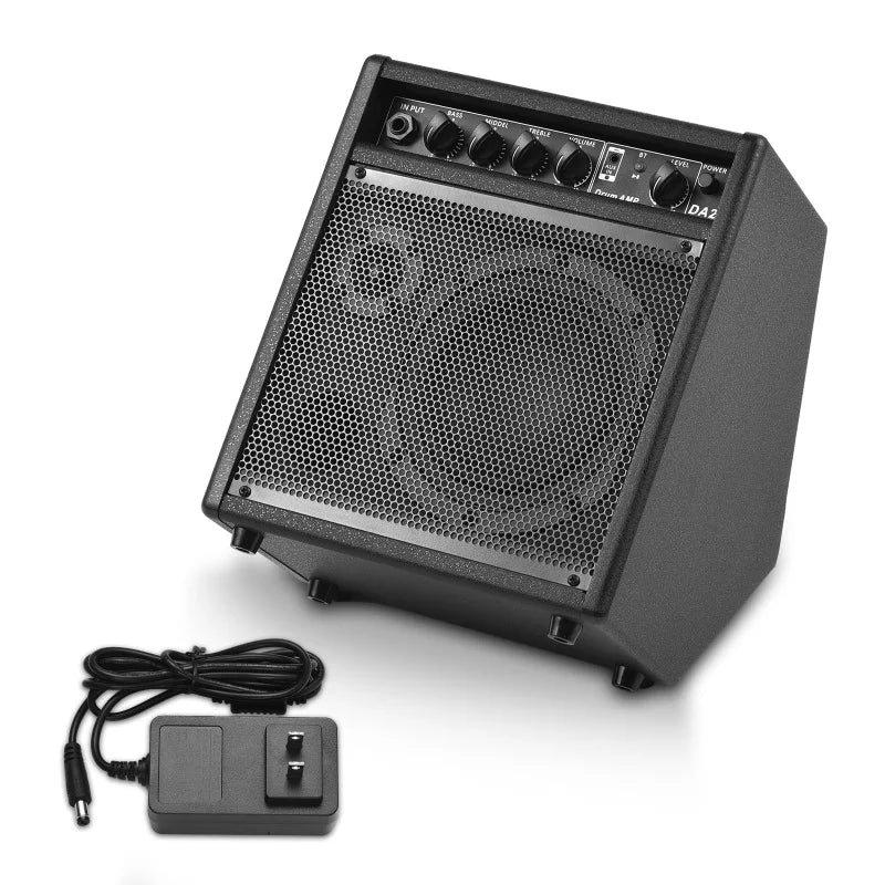 Electronic Drum Speaker 25W Portable BT Practice Drum Amplifier Speaker for Electric Drums Keyboard Wooden Guitars Home Practice