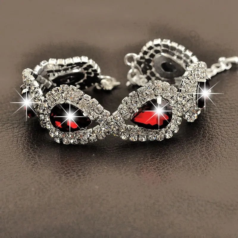 Luxury Wedding Woman Jewelry 100% 925 Sterling Silver Shiny Water Drop Element Austrian Crystal Fashion Bracelets