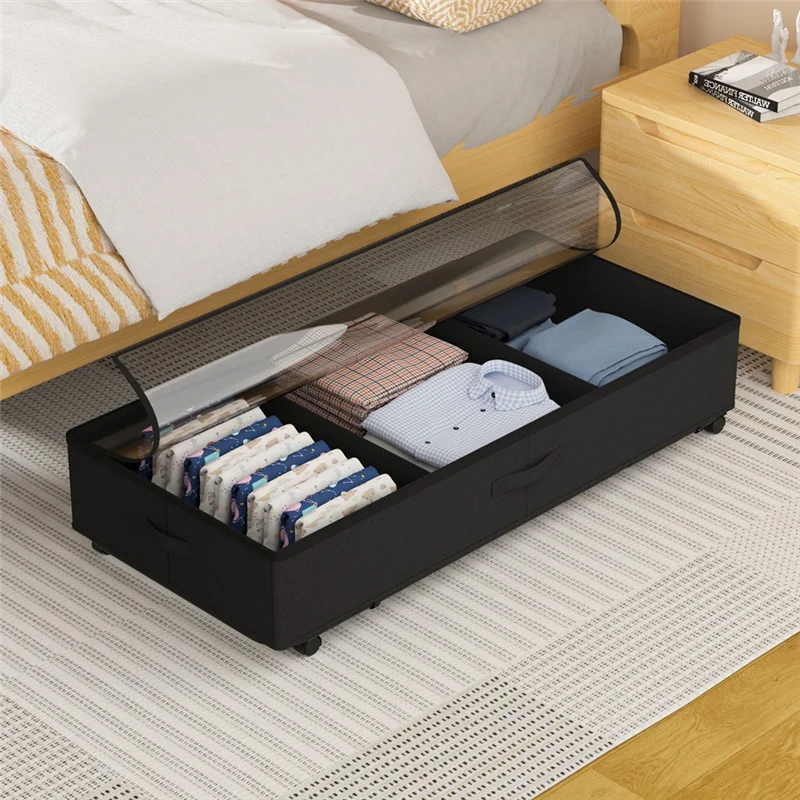 AA81-Under-Bed Locker Storage Box With Wheels Bed Bottom Storage Box Storage Box Rolling Storage Container Under Bed
