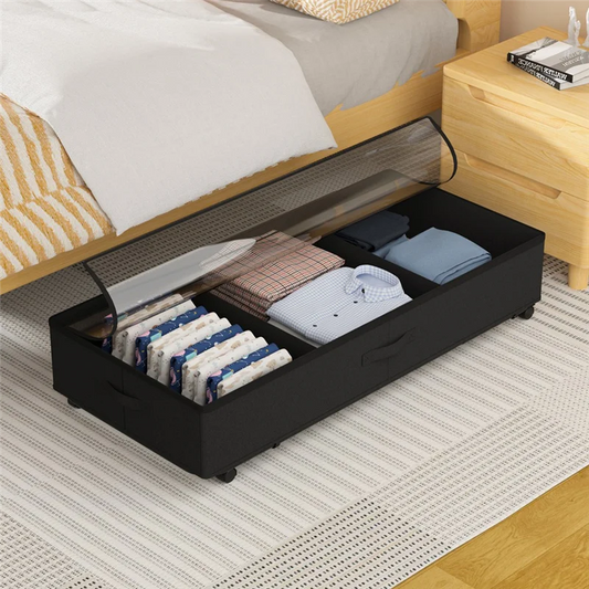 AA81-Under-Bed Locker Storage Box With Wheels Bed Bottom Storage Box Storage Box Rolling Storage Container Under Bed