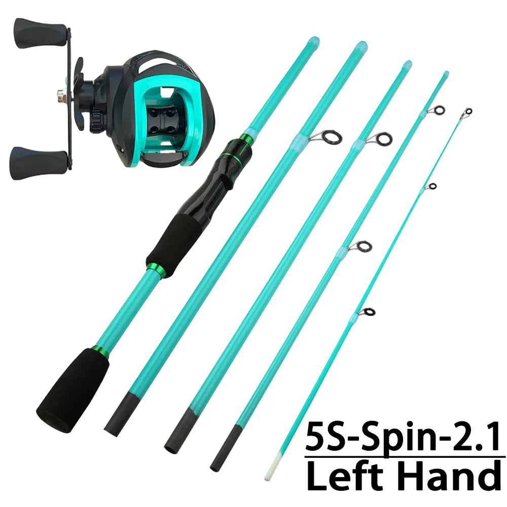 1.8 2.1m Lure Fishing Rod Baitcasting Reel Combo4/5 Sections Carbon Spining Casting Rod High Speed 7.2:1 Fishing Reel Sets Pesca