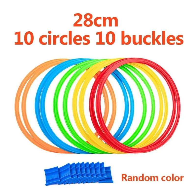 Outdoor Funny Physical Training Sport Lattice Jump Ring Set Game 10 Hoops 10 Connectors for Park Football Training Supplies