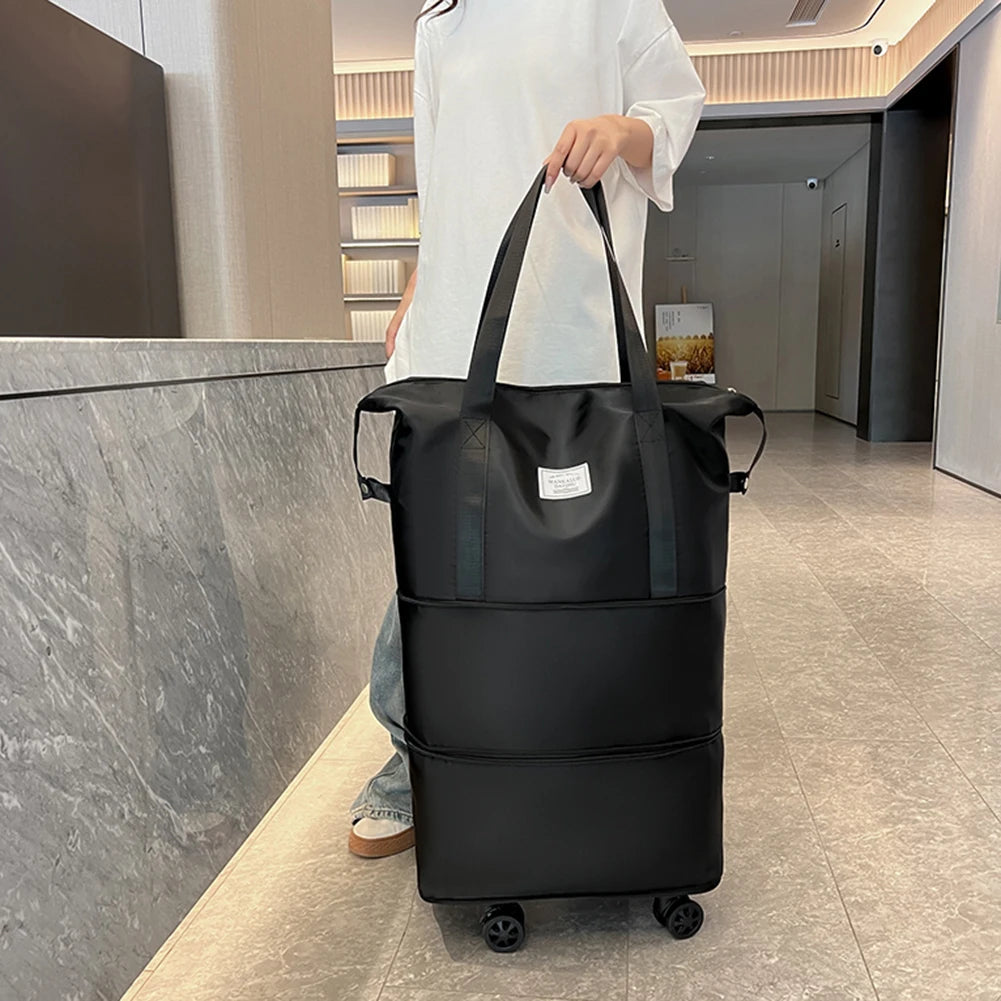 Travel Bag with Wheels Expandable Travel Duffle Bag Expansion Duffle Pack Large Capacity Luggage Rolling Bag Handbag Luggage Bag