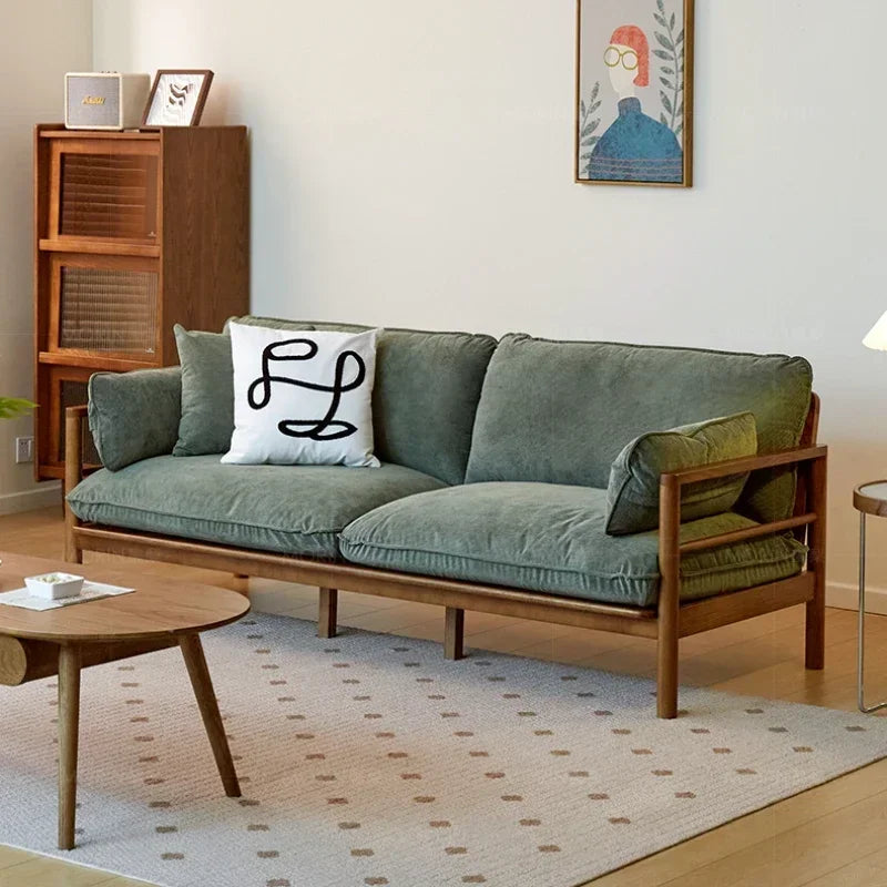 Wood Retro Living Room Sofa Cotton Linen Fabric Designer Homestay Sofa Modern New Simple Washable Canape Salon Home Furniture