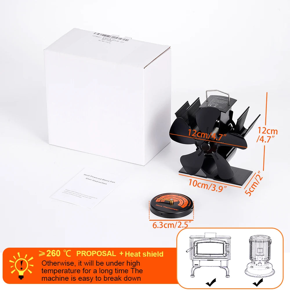 Mini Fireplace fan 5-blade thermoelectric stove fan Log burner Eco-fan Quiet Fireplace fan heater Efficient heat distribution