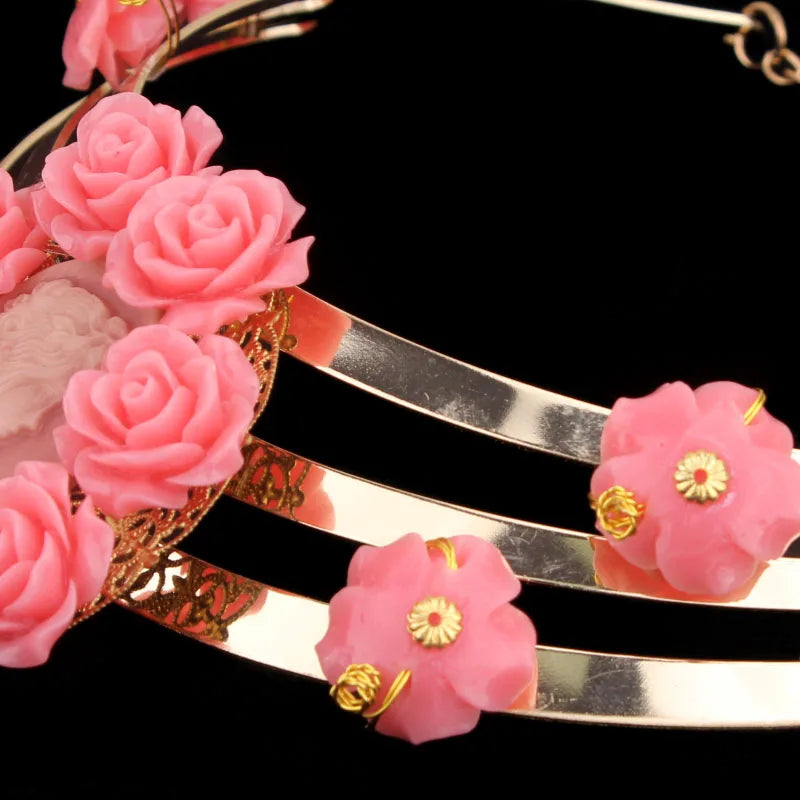 Dudo African Dubai Jewelry Set For Women With Pink Coral Flowers