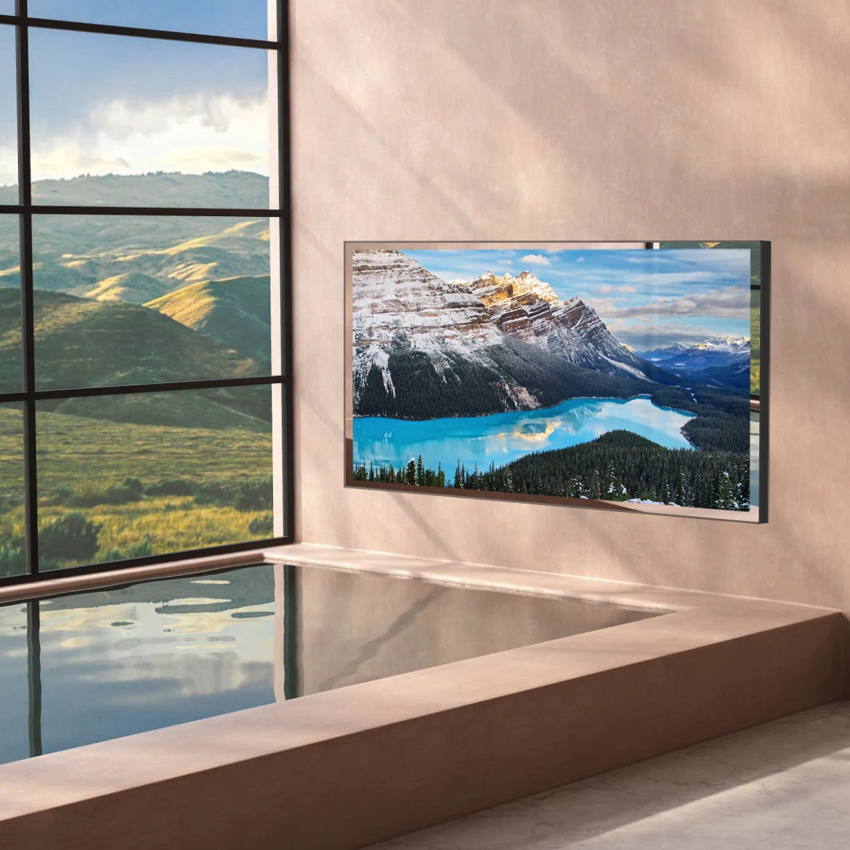 Soulaca 43inch Bathroom Mirror TV Large Smart 4K Screen Vanishing IPX6 Waterproof for Bathroom SPA Google System WiFi Bluetooth
