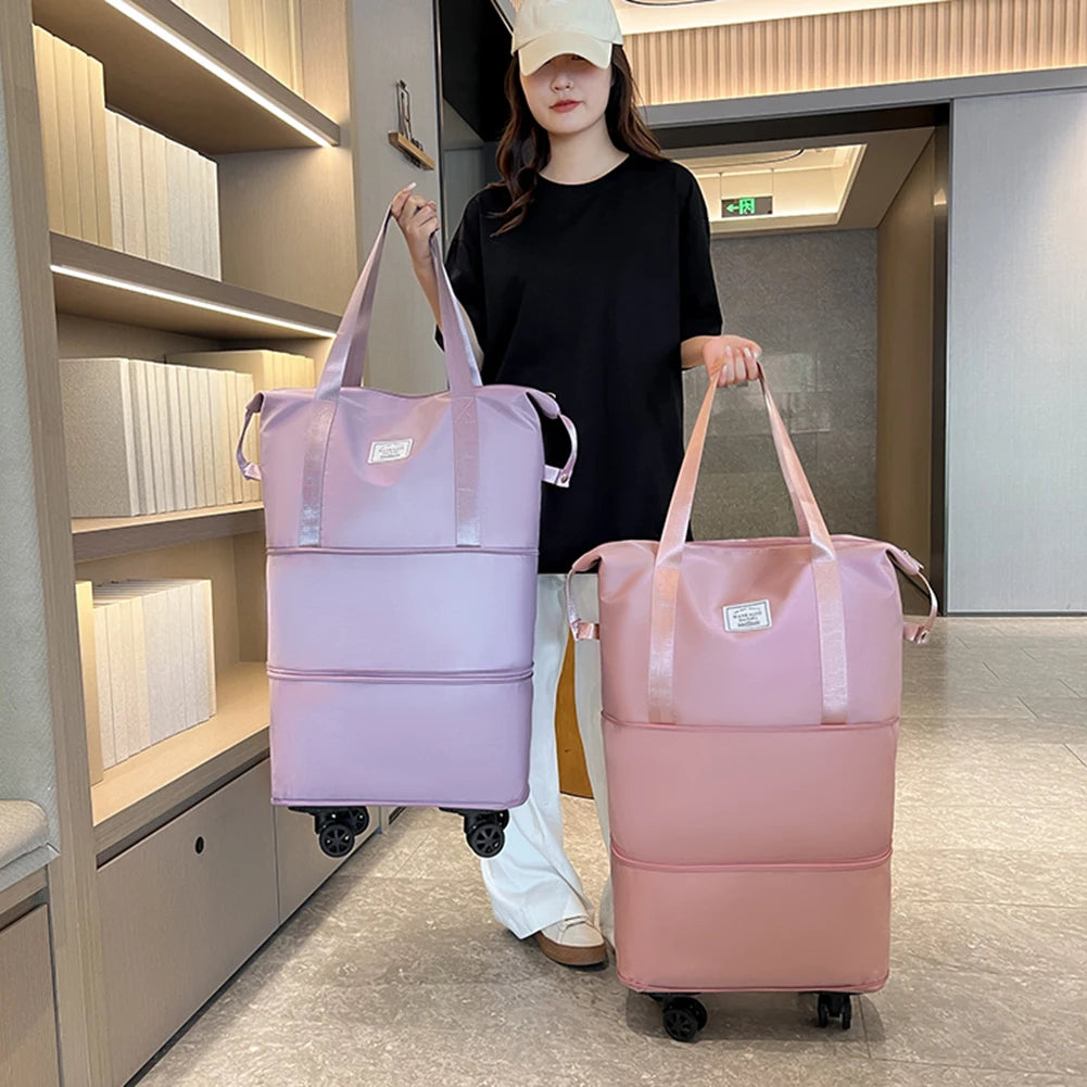 Travel Bag with Wheels Expandable Travel Duffle Bag Expansion Duffle Pack Large Capacity Luggage Rolling Bag Handbag Luggage Bag