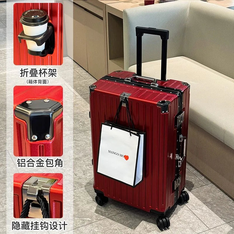 New Travel Suitcase Rolling Luggage Trolley Case Universal Wheel Carry-on Luggage with Cup holder Boarding Case travel bags