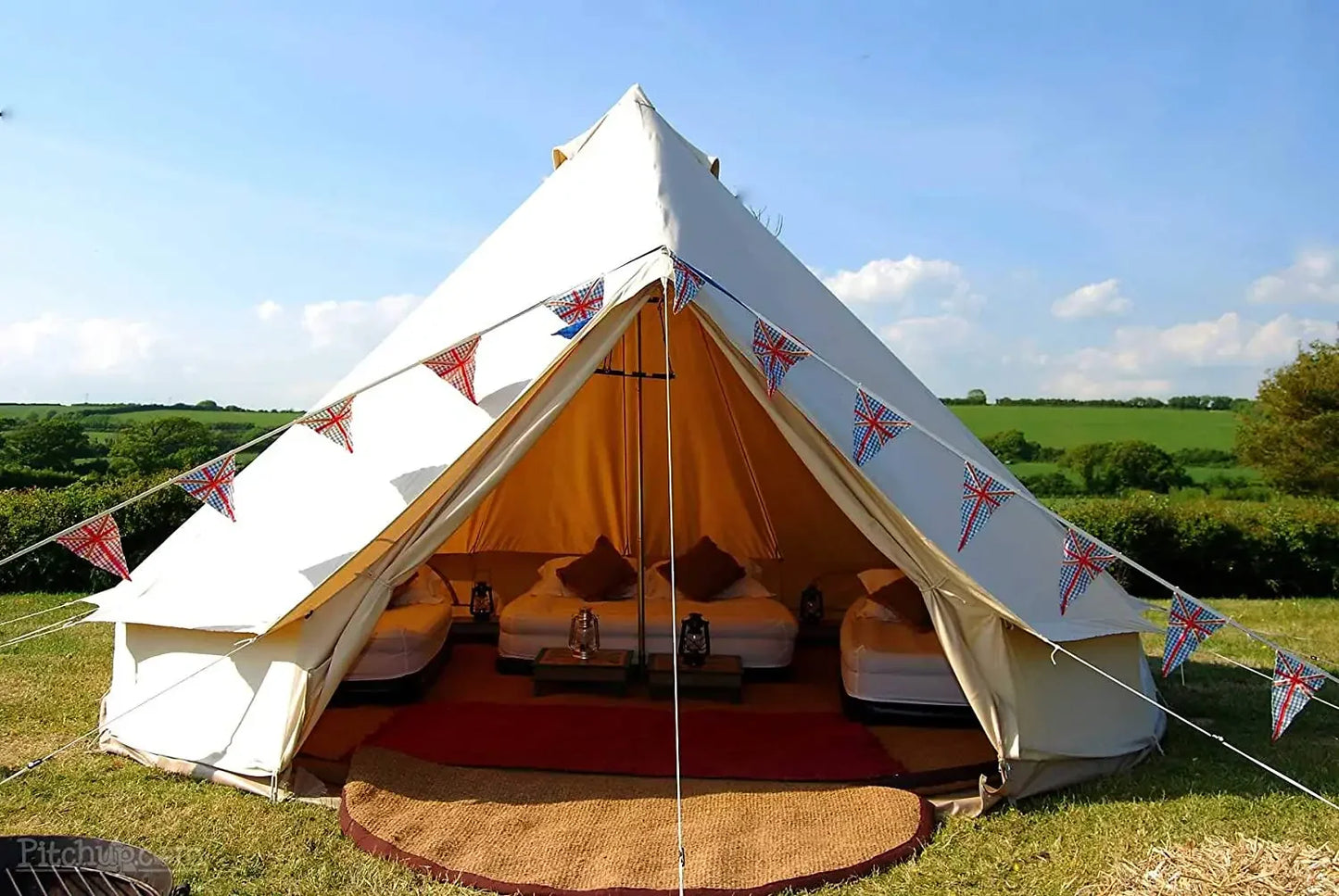 Outdoor 4 Season Waterproof Glamping Luxury 5m Cotton Oxford Tent Canvas Mongolian Yurt Bell Tent for Sale