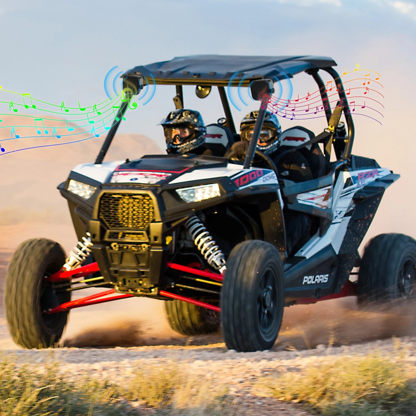 Herdio 4'' 100W Heavy Duty Waterproof Boat Marine Bluetooth Speakers Surface Mounted For Camper Skid Steer ATV UTV RZR Golf Cart