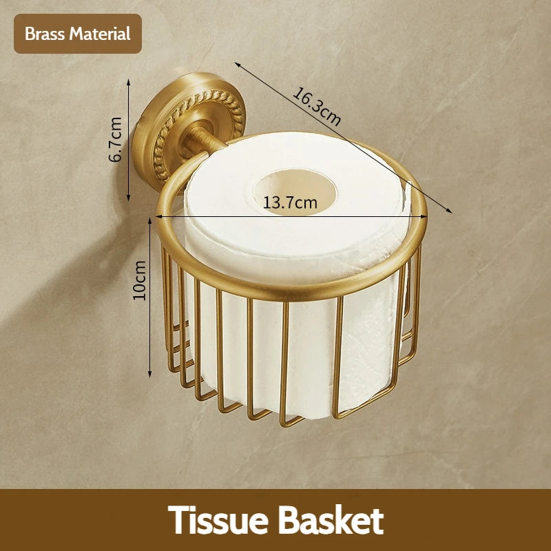 Antique Brushed Brass Bathroom Accessories Sets Towel Shelf Toilet Paper Holder Soap Holder Towel Rack Bathroom Hardware Sets