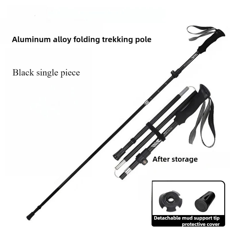 Outdoor Lightweight Climbing Walking Sticks Adjustable Folding Portable Hiking Trekking Poles Mountaineering Sport Equipment