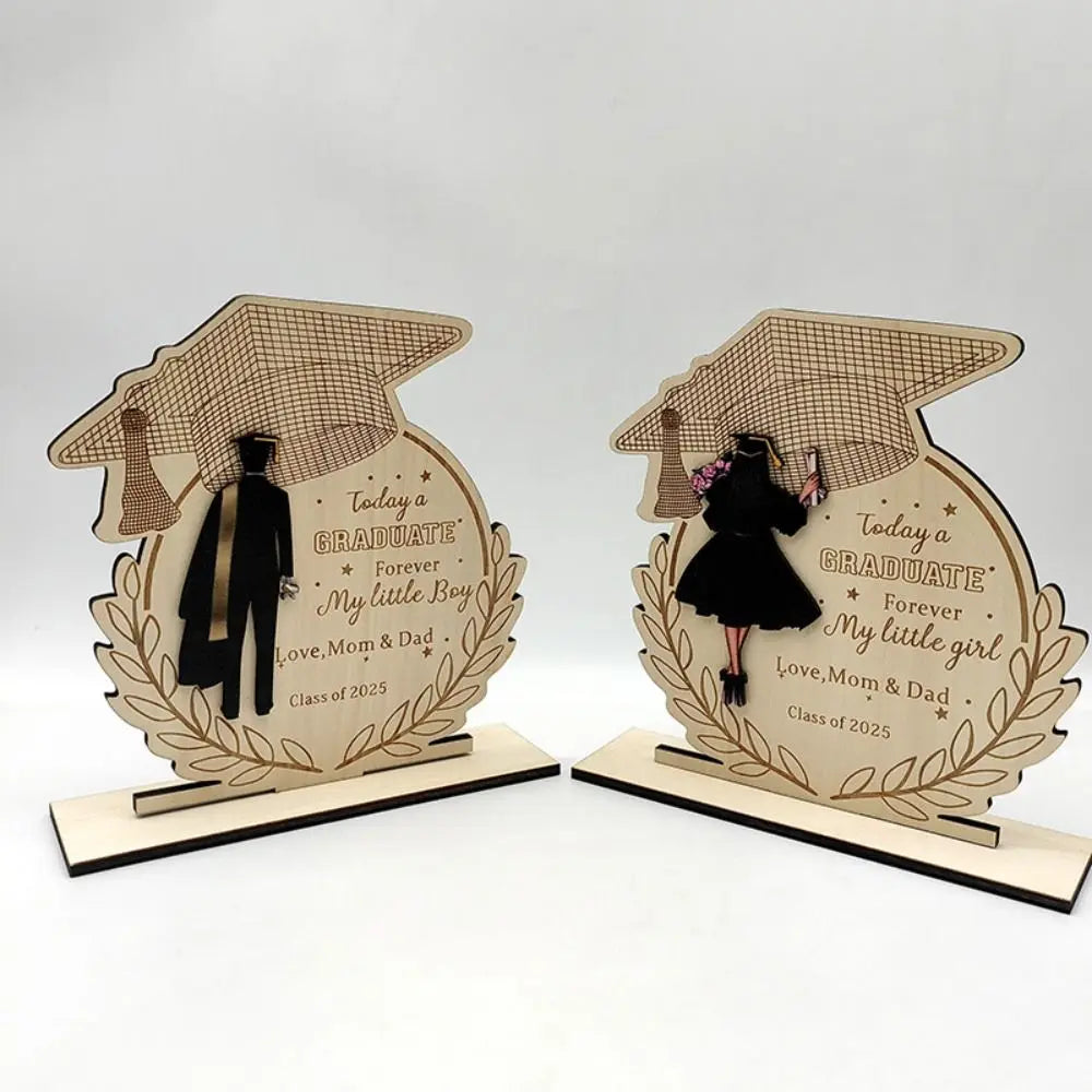 Desktop Decor Wooden Graduation Ornament Rustic Durable Home Decoration Ornament Handmade Creative Graduation Gift Festival