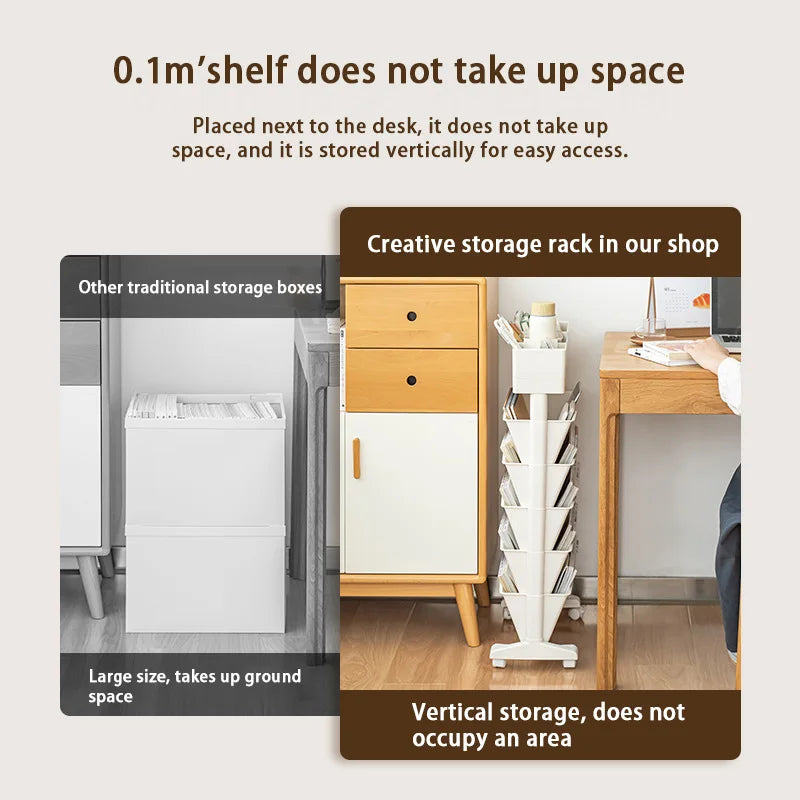 Book Storage Rack With Wheels Large Capacity Multi-Layer Table Side Storage Living Room Study Room Book Magazine Storage Shelf
