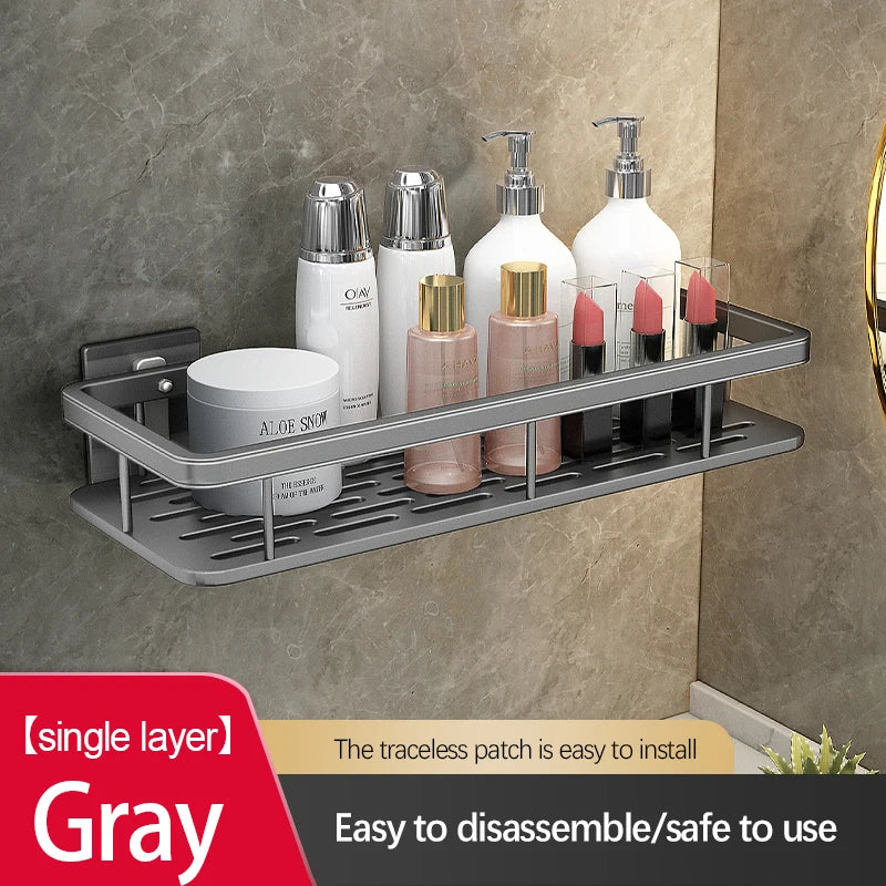 Bathroom Storage Rack Stainless Steel Anti Rust Storage Shower Rack Suction Cup Storage Rack Household Storage Appliances