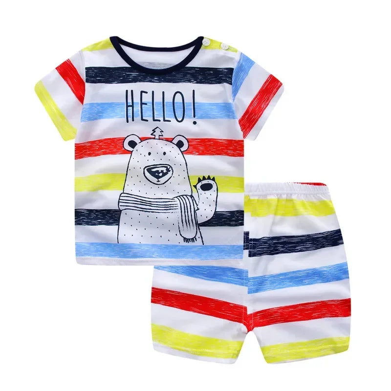 Baby Boy Clothes Summer 2024 Newborn Baby Boys Clothes Set Cotton Baby Clothing Suit (Shirt+Pants) Plaid Infant Clothes Set