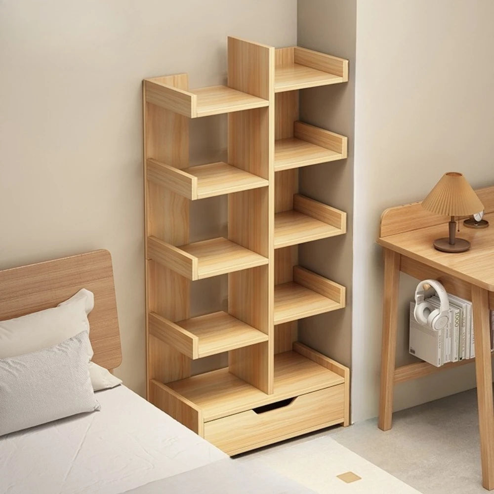 Multi-Level Bookshelf Floor Standing Storage Racks Office Display High Load-bearing Large Capacity Grid Saving Space Bookshelf