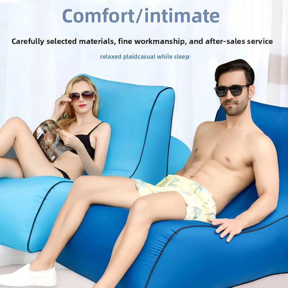 Outdoor Beach Inflatable Sofa Single Inflatable Sofa Lazy Cushion Bed Outdoor Furniture Camping Portable Folding Bed Seat