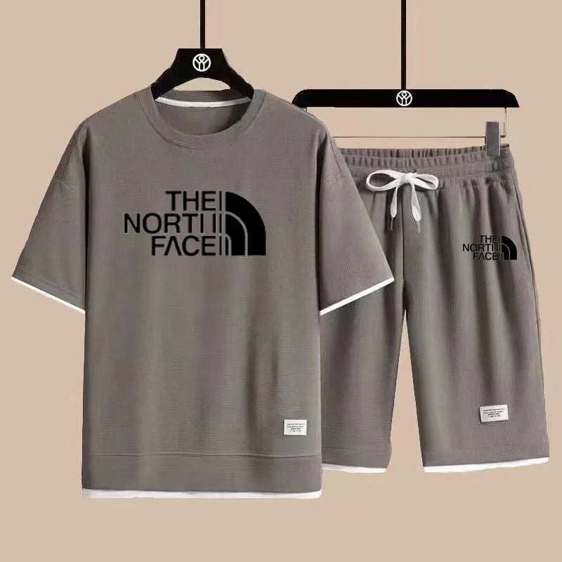 2025 new casual sportswear for men summer two-piece clothing short-sleeved round neck and shorts two fashionable clothes