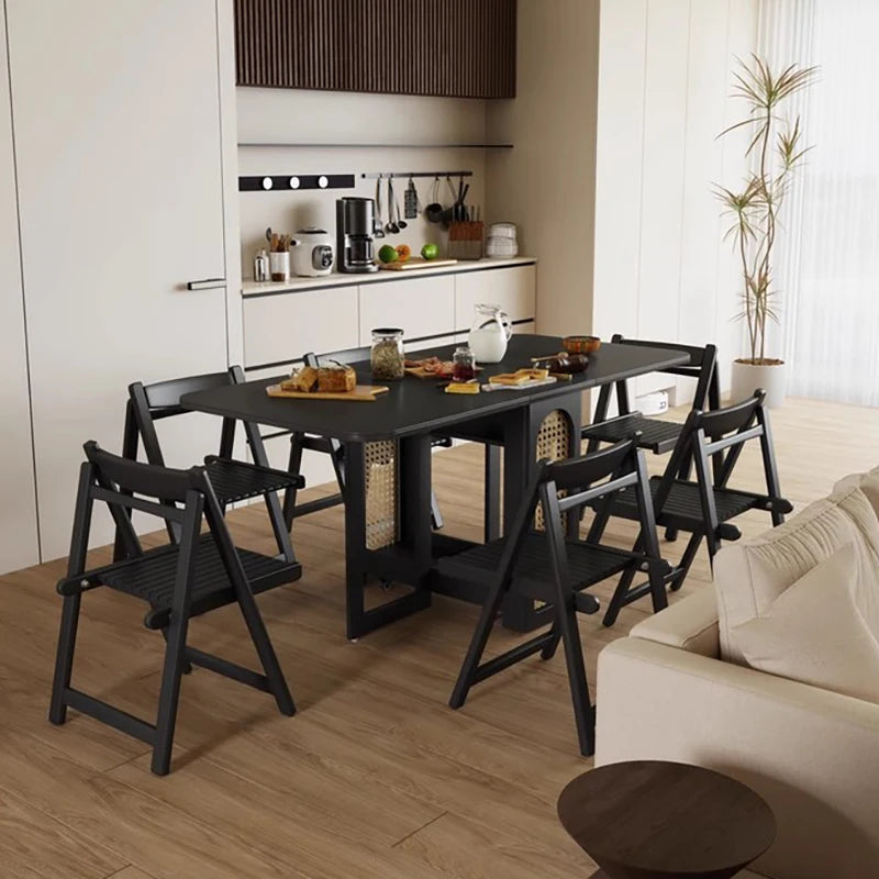 Folding Dining Table Set 6 Vintage Rattan Dining Table Set Modern Luxury Nordic Mesas Pegables Portatil Dining Room Furniture