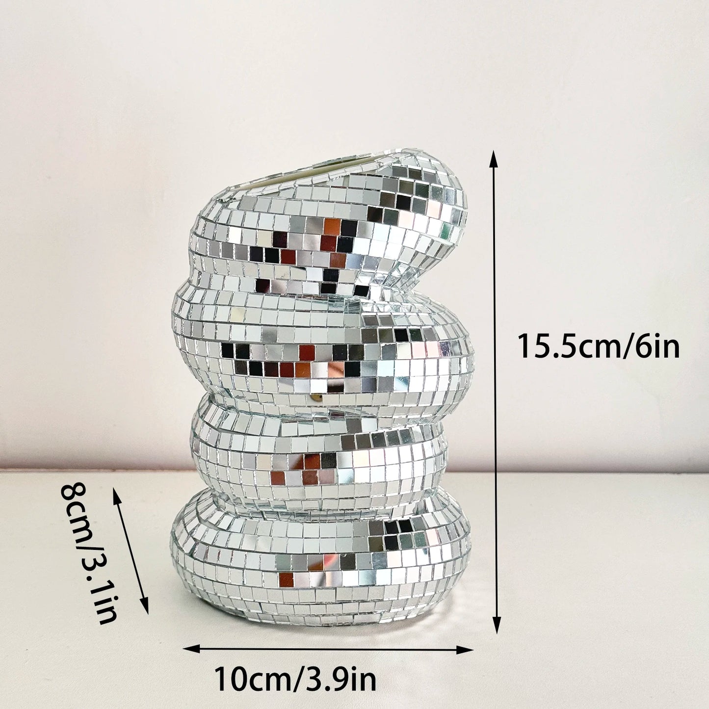Disco Vase Modern Home Decoration Handmade Mirror Tile Flower Bottle Aesthetic Room Decor Funky Home Flower Vase Decor