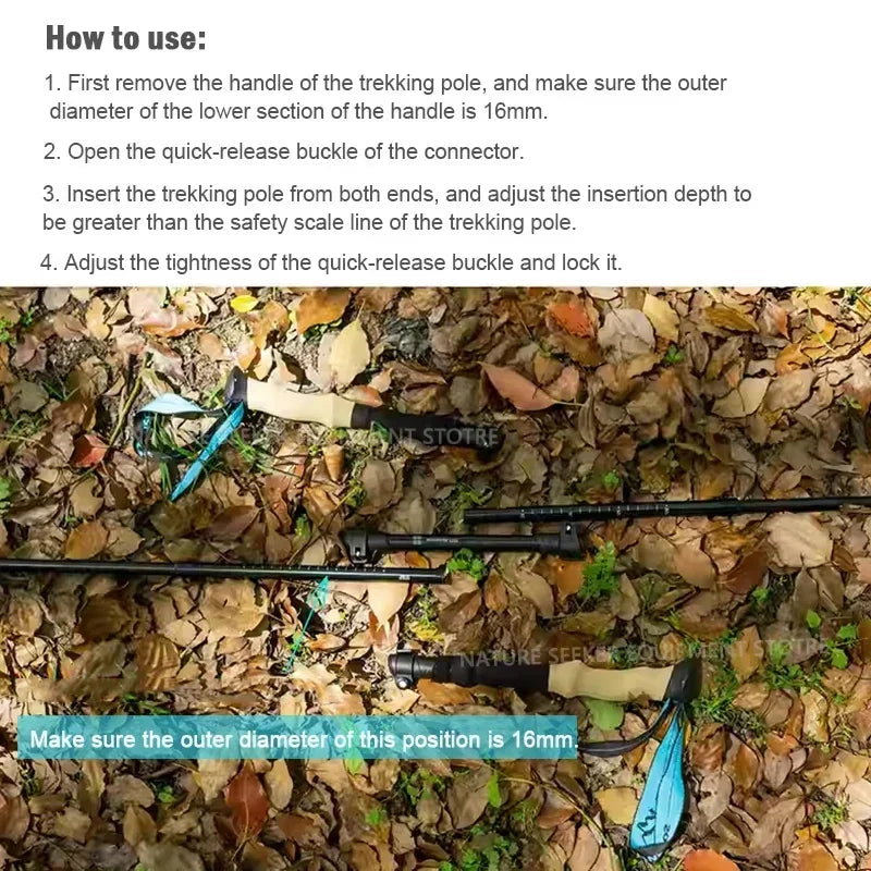 Trekking Pole Connector Turn Into Tent Pole for Awning Shade Canopy Accessories Outdoor Hiking Lightweight Cool Camping Gear