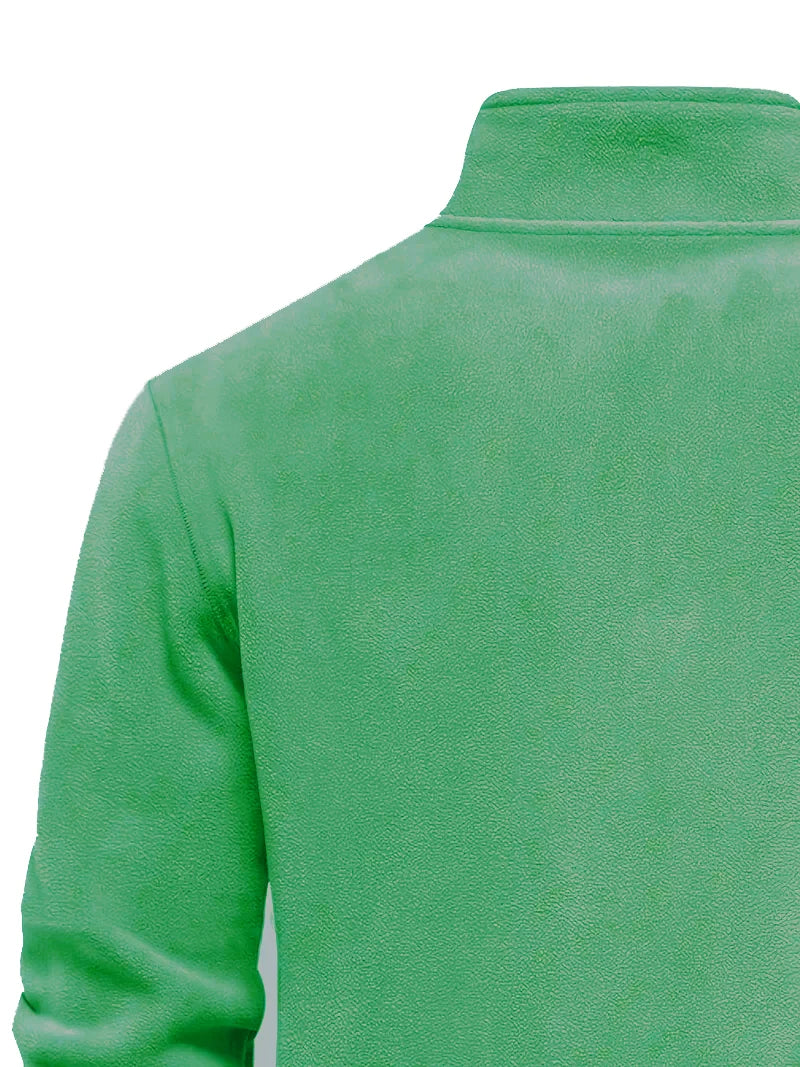 Men's fashion is versatile! Half zip stand up collar fleece long sleeved top