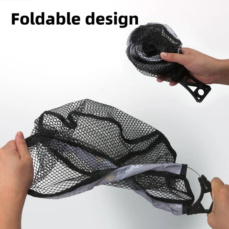 Handle Fly Fishing Hand Net Collapsible Small Mesh Foldable Landing Net Fishing Lures Net Outdoor Stream Fishing Tools Accessory