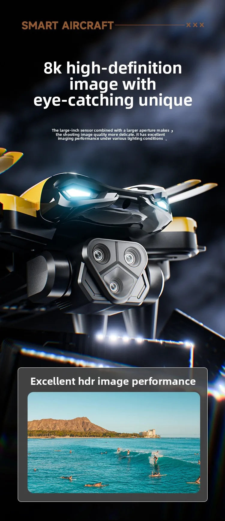 M5 triple-camera drone is a high-definition aerial photography remote control aircraft with optical flow positioning quadcopter