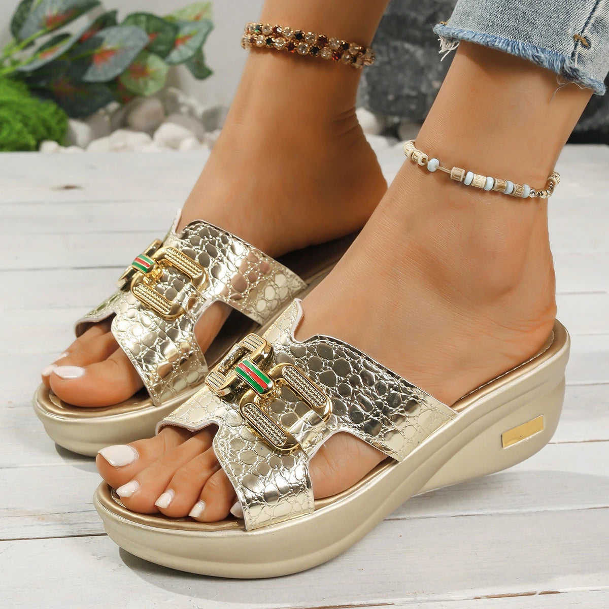Women Slippers 2025 New Orthopedic Sandals Open Toe Retro Wedge Slippers Casual Flat Shoes Anti-slip Thick Sole Slides Women