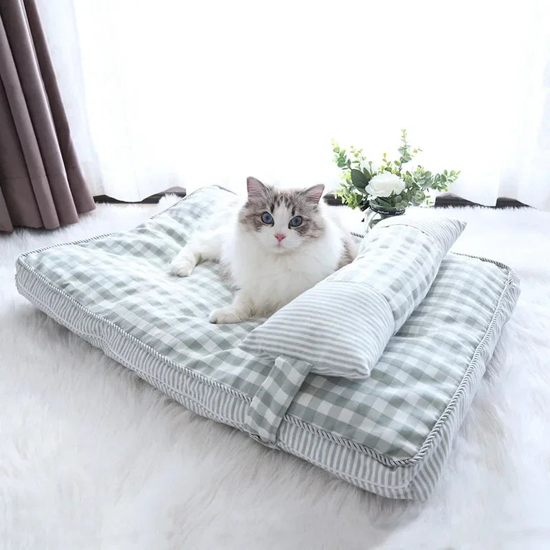 Cozy Sleeping Pet Cat Bed Cushion Soft Lounger Pet Bed House for Dogs Cats Sofa Warm Puppy Kennel Mat Dog Mattress Pet Supplies