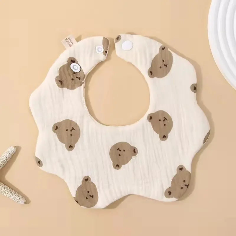 Six Layer Gauze Petal Shaped Baby Bib Pure Cotton Drool Towel Newborn Bib Baby Anti Spitting Milk Towel All Cotton