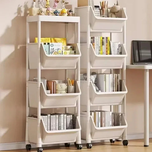 Trolley Bookshelf Kitchen Storage Rack Kitchen Corner Narrow Slit Storage Living Room  Cabinet Bathroom Home Organizer Gifts