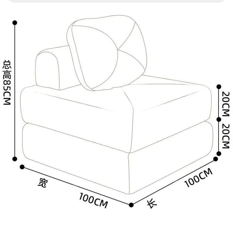 Living Room Single Sofa Multifunctional Nordic Foldable Bedroom Balcony Convertible Sofa Tatami Soft Comfortable Home Furniture