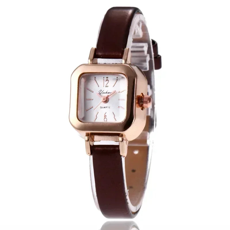 Fashion Women Watch Small Square Dial Thin Leather Strap Ladies Wristwatch Elegant Female Watches Casual Relogios Feminino Reloj