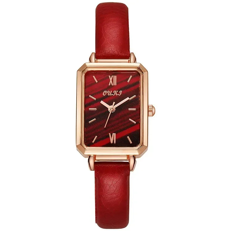 Women Watches Rectangle Quartz Watch Ladies Fashion Retro Compact Creative Striped Dials Wristwatches Relogio Mujer No Bracelet