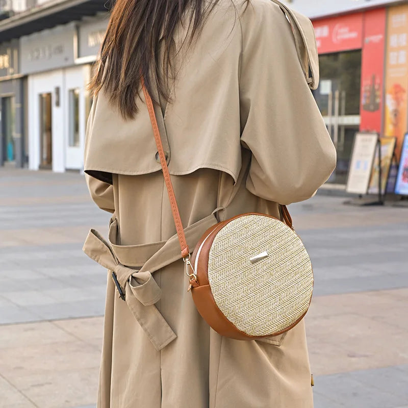 Women's Handbag, Pastoral Style Woven Bag, Vintage Casual Straw Weaving Single Shoulder Bag, Summer Beach Vacation Crossbody Bag