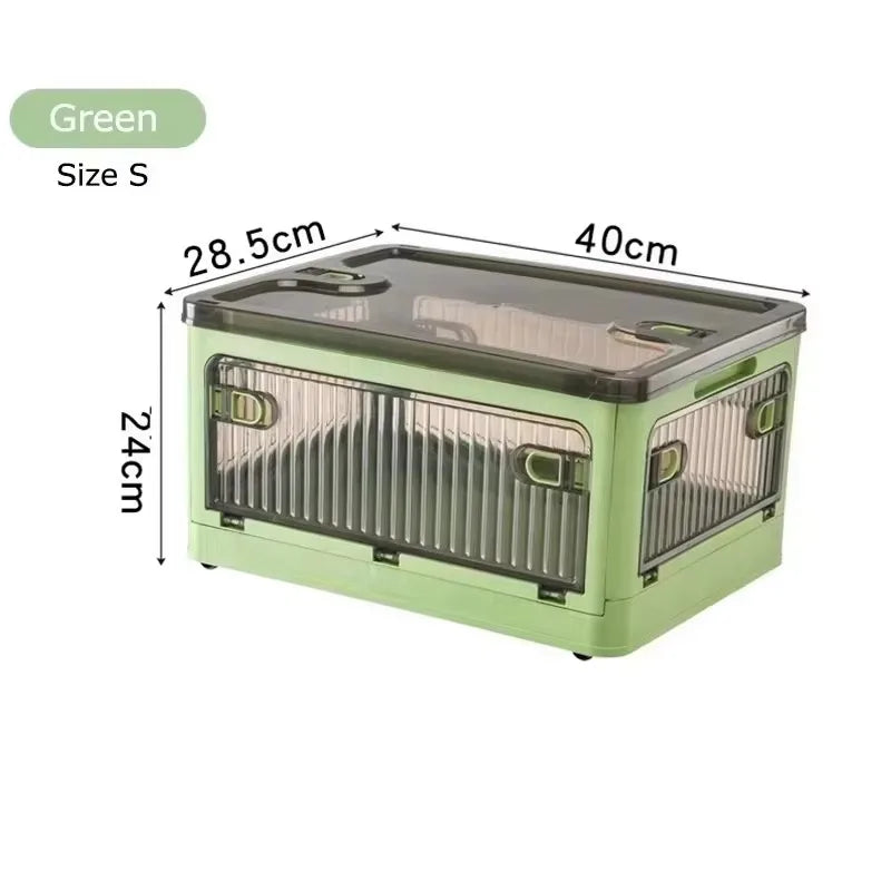 Collapsible Clear Storage Box Spacious Stackable Container Eco-Friendly Material 4 Wheels Durable Home Office Storage Organizer