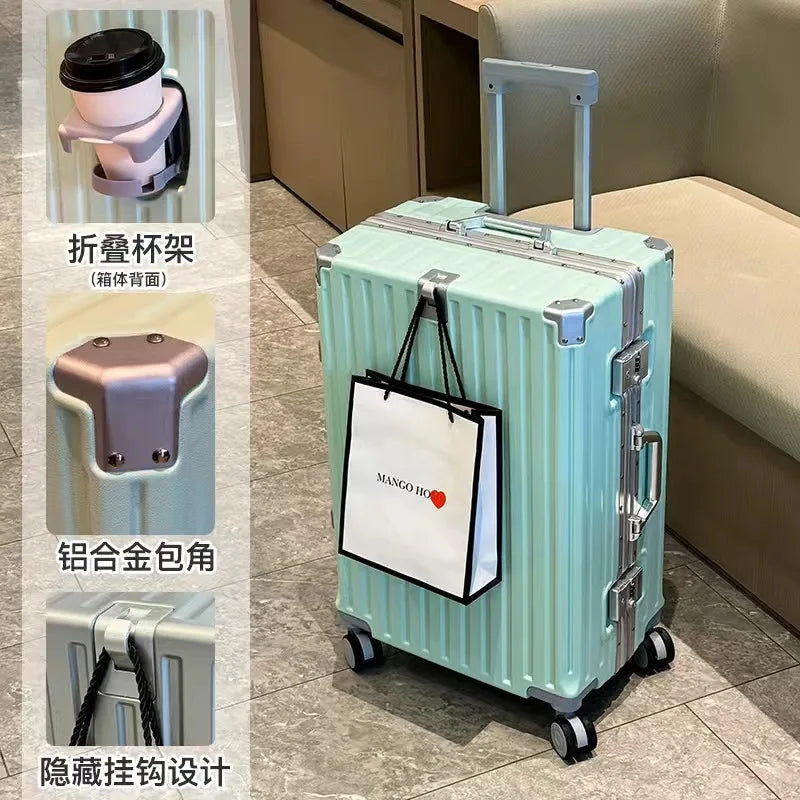 New Travel Suitcase Rolling Luggage Trolley Case Universal Wheel Carry-on Luggage with Cup holder Boarding Case travel bags